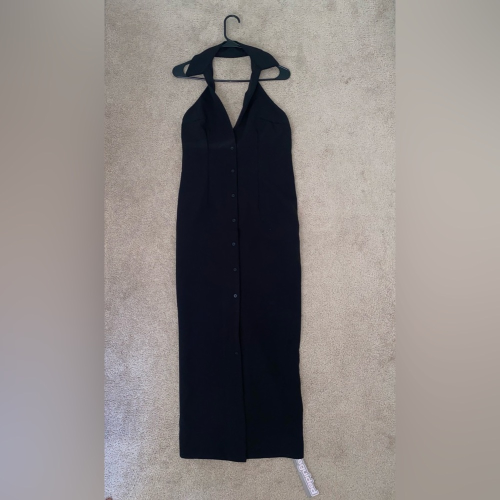Classic Black Button-Front Women's Dress